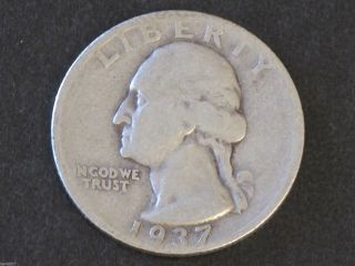 1937 - D Washington Quarter 90% Silver U.  S.  Coin D5635 photo