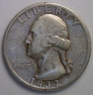 1932 S Washington Silver Quarter Dollar 25 Cent Us Type Coin Vf photo