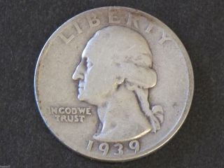1939 - D Washington Quarter 90% Silver U.  S.  Coin D5640 photo
