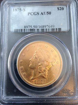 1875 - S $20 Double Eagle Liberty Gold Au 50 Pcgs photo