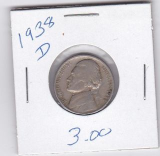 1938d Jefferson Nickel Coin photo