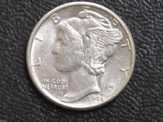 1944 - P Mercury Dime 90% Silver U.  S.  Coin D7307 photo