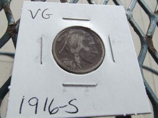 1916 - S Buffalo Nickel,  Vg photo