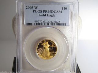2005 - W $10 Pcgs Pr69dcam Gold Eagle 1/4 Oz.  Fine Gold Coin photo