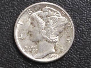 1944 - P Mercury Dime 90% Silver U.  S.  Coin D7311 photo