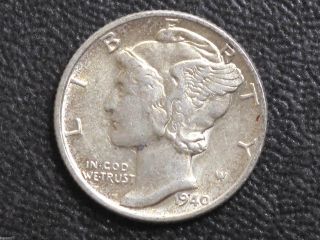 1940 - P Mercury Dime 90% Silver U.  S.  Coin D7313 photo