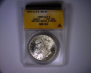 Anacs Ms62 O Over O Top 100 1883 O Vam 4 Morgan Silver Dollar Coin photo