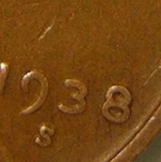 1938 S/s Lincoln Wheat Penny,  (rpm 001 Coneca Top 100) Error Coin,  Af 16 photo