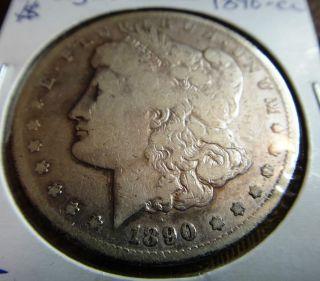 1890 - Cc Morgan Silver Dollar - S&h Usa photo