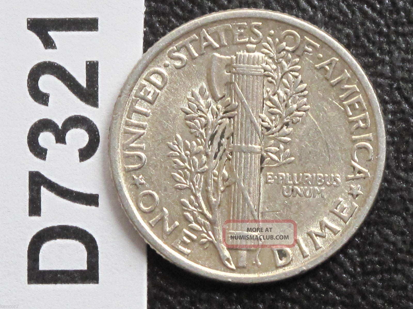 1941 P Mercury Dime 90 Silver U. S. Coin D7321