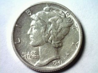 1941 - D Mercury Dime Choice About Uncirculated+ Ch.  Au+ Coin photo