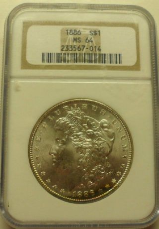 1886 Morgan Dollar Ngc Ms 64 photo