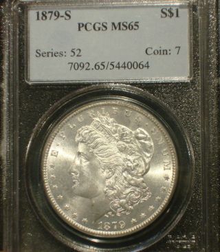 1879 S Morgan Dollar Silver Pcgs Ms65 Frosty White Looks Pl photo