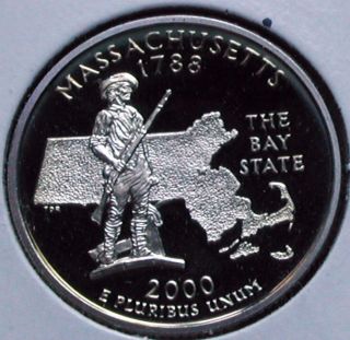 Usa 1788 - 2000 Us State Quarter Ma (massachusetts) (25c) Proof Coin Bu Unc photo