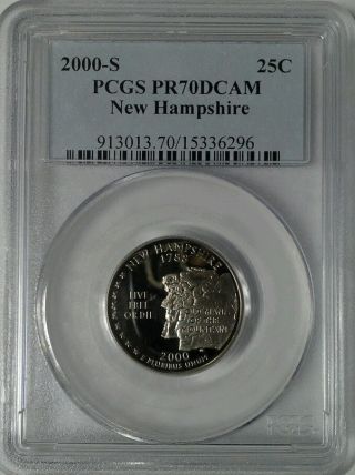 2000 - S Hampshire State Quarter 25c Coin.  Pcgs Graded Pr70dcam photo