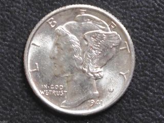 1941 - P Mercury Dime 90% Silver Uncirculated U.  S.  Coin D7333 photo