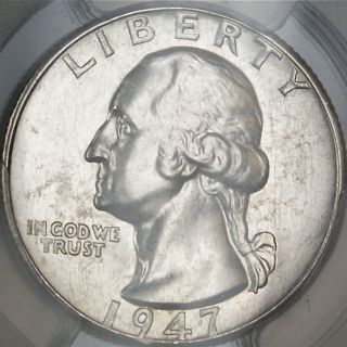 1947 - S Silver Washington Quarter Coin,  Pcgs Ms - 64,  Proof Like (pl) photo