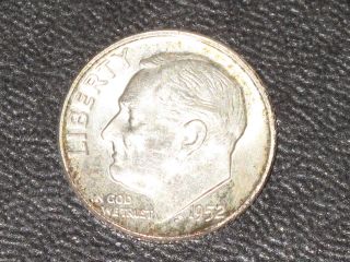 1952 - D Roosevelt Dime 90% Silver Brilliant Uncirculated U.  S.  Coin D4059 photo