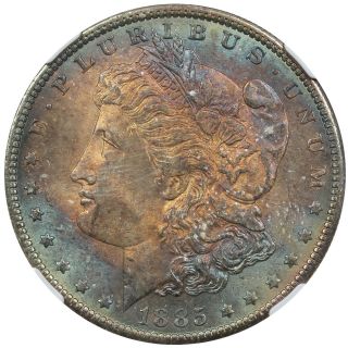 1885 - O $1 Ngc Ms 65 Deep Iridescent Toning photo