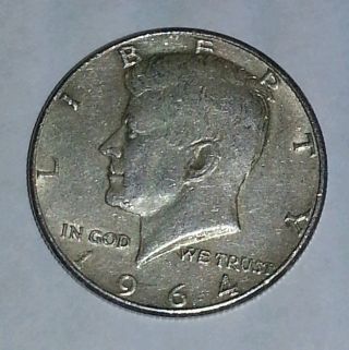 1964 - Silver Kennedy Half Dollar.  Circulated 90% Silver. . photo