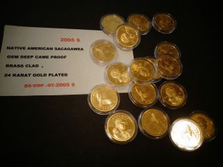 2005 S Native American 24 K Gold - Sacagawea Dollar Gem Deep Cameo Usa Proof Coin photo