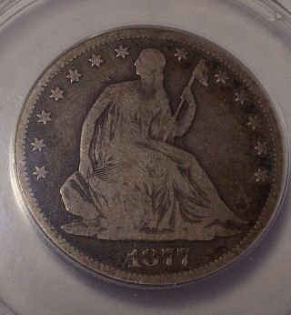 1877 - S Seated Liberty Half Dollar Vg08 Anacs photo