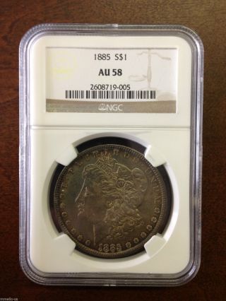 1885 - P,  Philadelphia Morgan Silver Dollar,  Ngc Au58 Graded Coin, photo
