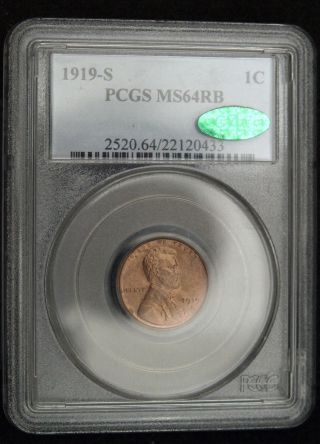 1919 - S Lincoln Cent Pcgs Ms 64 Rb (b9696) photo