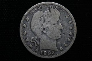 1893 Barber Quarter Dollar Coin photo