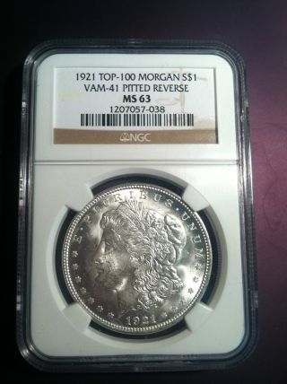 1921 Vam - 41 Pitted Reverse Top - 100 Ngc Ms - 63 White Coin photo