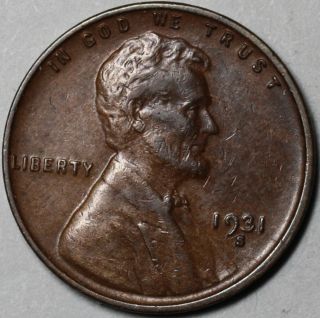 1931 - S Key Date Lincoln Wheat Cent Coin photo