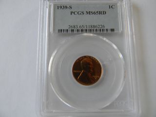 1939 S Lincoln Penny Pcgs Ms65rd photo