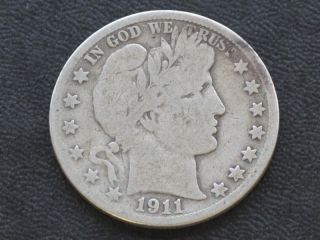 1911 - S Barber Half Dollar 90% Silver U.  S.  Coin A4778 photo