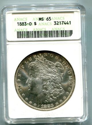 1883 - O Morgan Silver Dollar,  Anacs Ms65 photo