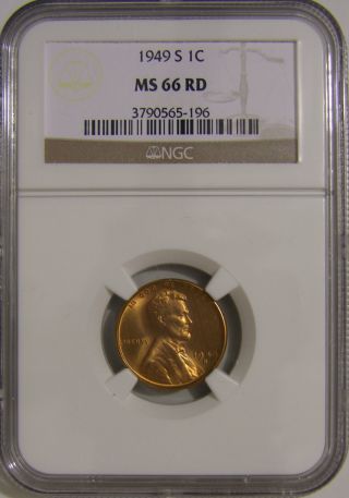1949 S Lincoln Wheat Penny,  Ngc Ms66 Red,  Ah 147 photo