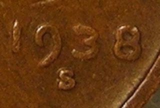 1938 S/s Lincoln Wheat Penny,  (rpm 003) Error Coin,  Af 212 photo