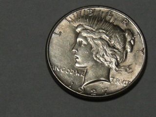 1927 - S Silver Peace Dollar (au+) 5358a photo
