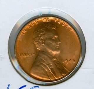 1945 Lincoln Cent Red Top Grade. photo