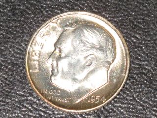 1954 - S Roosevelt Dime 90% Silver Brilliant Uncirculated U.  S.  Coin D4050 photo