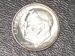 1955 - S Roosevelt Dime 90% Silver Brilliant Uncirculated U.  S.  Coin D4063 photo