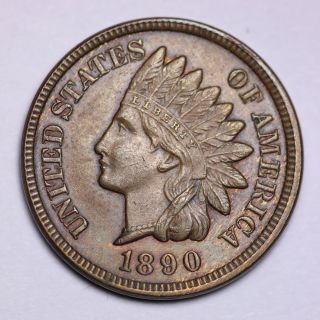 1890 Indian Head Cent Penny Choice Unc 4 Diamonds   photo