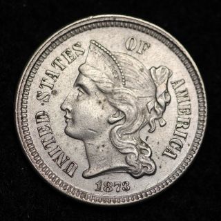 1873 Three Cent Nickel Piece Choice Unc photo