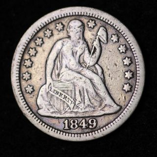 1849 Seated Liberty Dime Choice Vf Shipping  photo