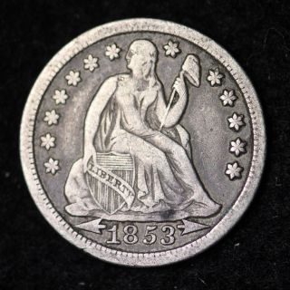 1853 Seated Liberty Dime Choice Vf+ Shipping  photo