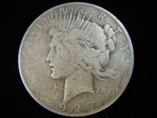 1927 - D Us Peace Silver Dollar - $1fv 90% Silver - Semi - Key Date photo
