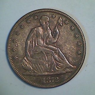 1872 Seated Half Vf/ Xf Better Date photo