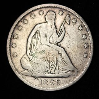 1859 - O Seated Liberty Half Dollar Choice F+   photo