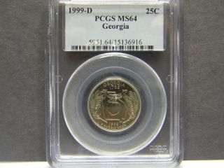 1999 - D Georgia Quarter,  Graded Ms64,  Graded And Slabbed By Pcgs photo
