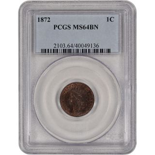 1872 Us Indian Head Cent 1c - Pcgs Ms64 Bn photo