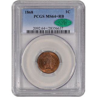 1868 Us Indian Head Cent 1c - Pcgs Ms64+ Rb - Cac Verified photo
